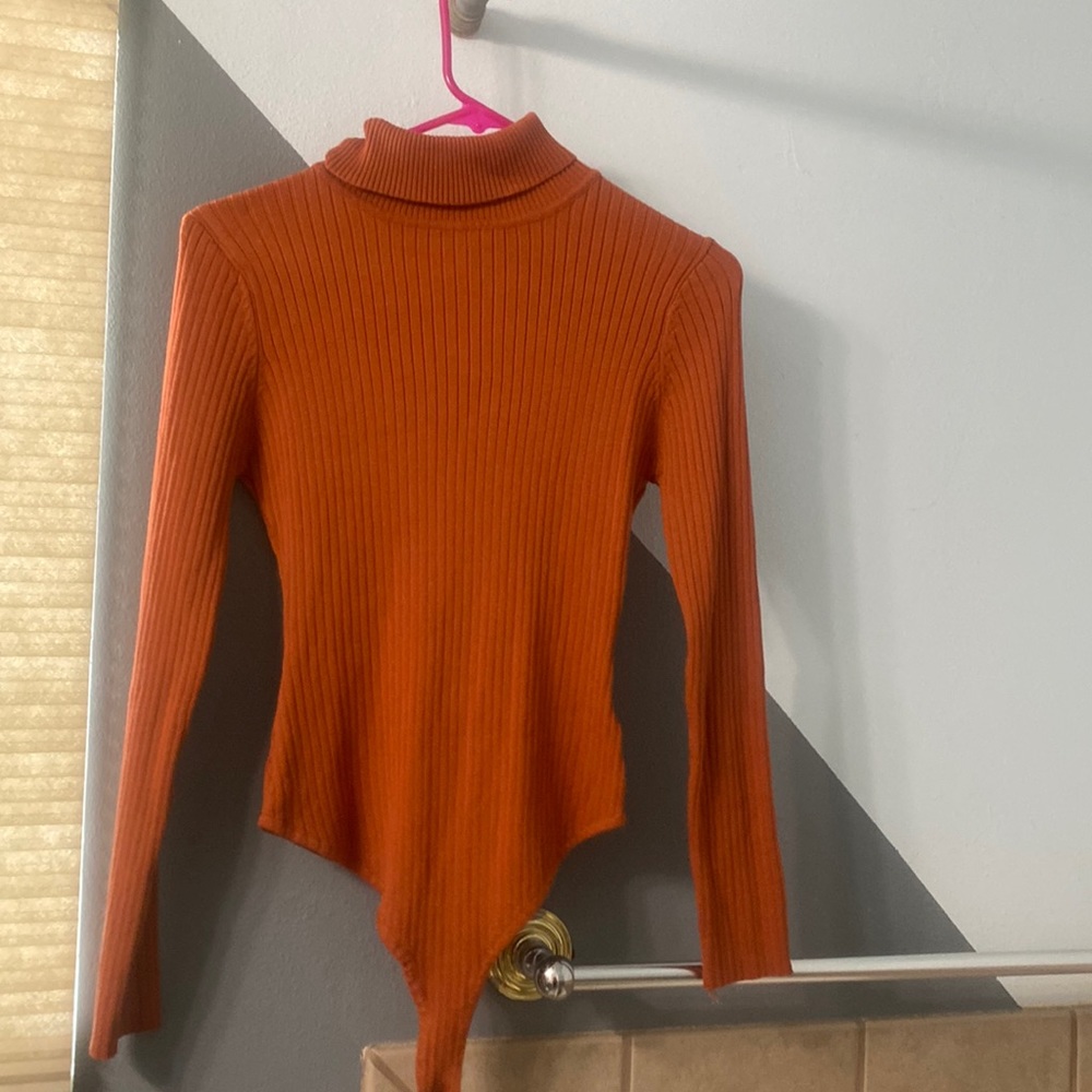 Orange turtleneck, bodysuit